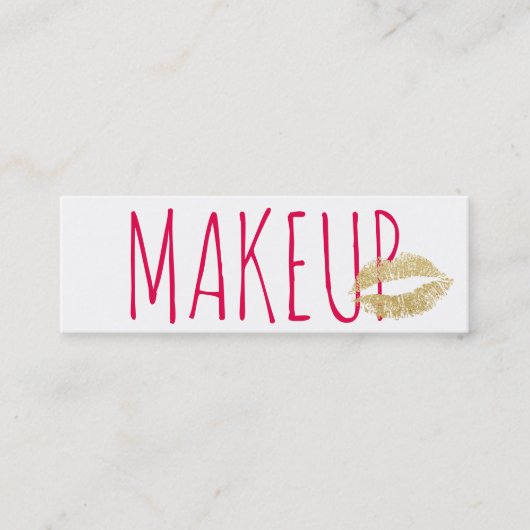 Minimalistisch goudpitten roze tekst mini mini visitekaartje (Voorkant)