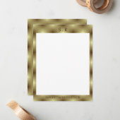 Minimalistisch goudrandmonogram notitiekaartje (Voorkant / Achterkant in situ)