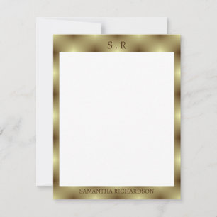 Minimalistisch goudrandmonogram notitiekaartje