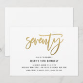 Minimalistisch goudvet - uitnodiging op 70ste verj (Voorkant / Achterkant)