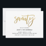 Minimalistisch goudvet - uitnodiging op 70ste verj<br><div class="desc">Deze minimalistische uitnodiging van een 70e verjaardagsfeestje is voorzien van een gouden folie '70' tekst. Houd er rekening mee dat de gouden folie alleen een textuur is, geen echte folie. Voor een meer geavanceerde aanpassing van dit ontwerp, bijvoorbeeld het wijzigen van de lay-out, het lettertype of de tekstgrootte, klikt u...</div>