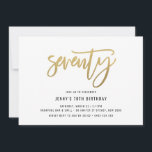 Minimalistisch goudvet - uitnodiging op 70ste verj<br><div class="desc">Deze minimalistische uitnodiging van een 70e verjaardagsfeestje is voorzien van een gouden folie '70' tekst. Houd er rekening mee dat de gouden folie alleen een textuur is, geen echte folie. Voor een meer geavanceerde aanpassing van dit ontwerp, bijvoorbeeld het wijzigen van de lay-out, het lettertype of de tekstgrootte, klikt u...</div>