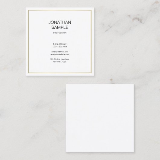 Minimalistisch goudvormend, modern, elegant vierkante visitekaartje (Voorkant / Achterkant)