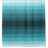 Minimalistisch gradiënt Blauwe Oceaan Waves Patroo Douchegordijn (Voorkant)