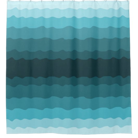 Minimalistisch gradiënt Blauwe Oceaan Waves Patroo Douchegordijn (Voorkant)