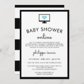 Minimalistisch grafisch blauw virtueel Baby shower Kaart (Voorkant / Achterkant)
