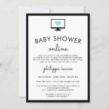 Minimalistisch grafisch blauw virtueel Baby shower