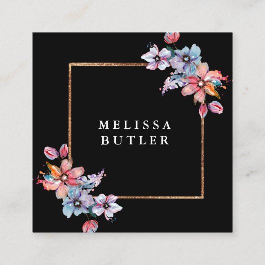 Minimalistisch grafisch eenvoudig, modern zwart vierkante visitekaartje (Voorkant)