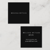 Minimalistisch grafisch eenvoudig, modern zwart vierkante visitekaartje (Voorkant / Achterkant)