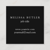 Minimalistisch grafisch eenvoudig, modern zwart vierkante visitekaartje (Achterkant)