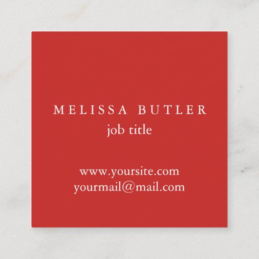 Minimalistisch grafisch grijs en rood modern monog vierkante visitekaartje (Achterkant)