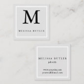 Minimalistisch grafisch grijs en wit modern monogr vierkante visitekaartje (Voorkant / Achterkant)