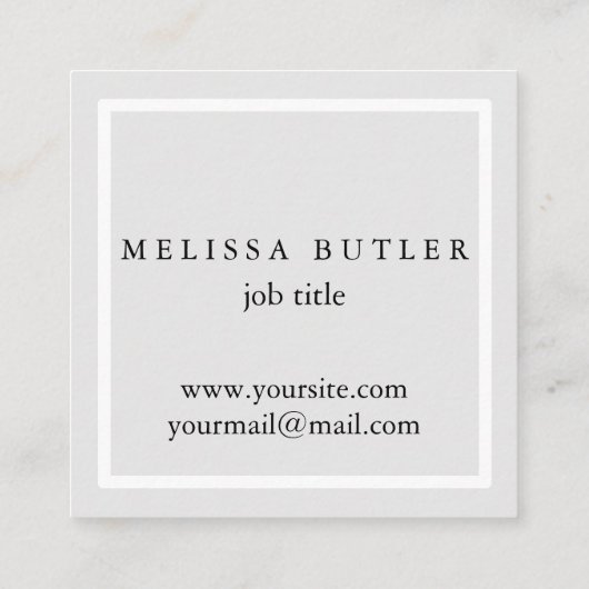 Minimalistisch grafisch grijs en wit modern monogr vierkante visitekaartje (Achterkant)