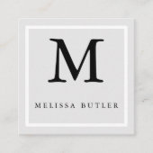 Minimalistisch grafisch grijs en wit modern monogr vierkante visitekaartje (Voorkant)