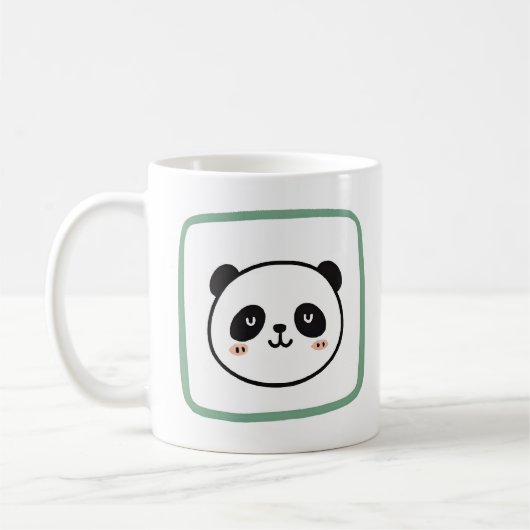 Minimalistisch grafisch icoon van een panda hoofd koffiemok (Links)
