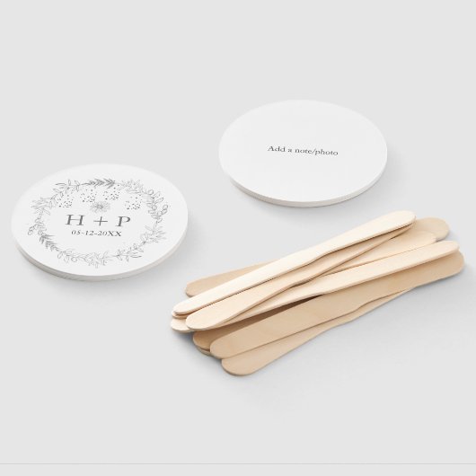 Minimalistisch grafisch monogram - bruiloftsend co handwaaier (Niet-gemonteerd)