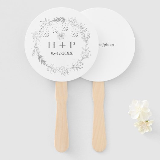 Minimalistisch grafisch monogram - bruiloftsend co handwaaier (Voorkant en achterkant)