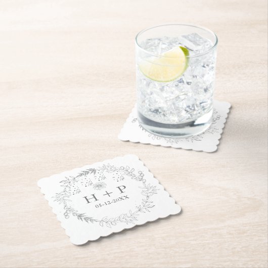 Minimalistisch grafisch monogram - bruiloftsend co kartonnen onderzetters (Insitu)