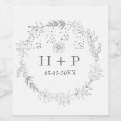 Minimalistisch grafisch monogram - huwelijk - Cock Wijn Etiket (Enkel label)