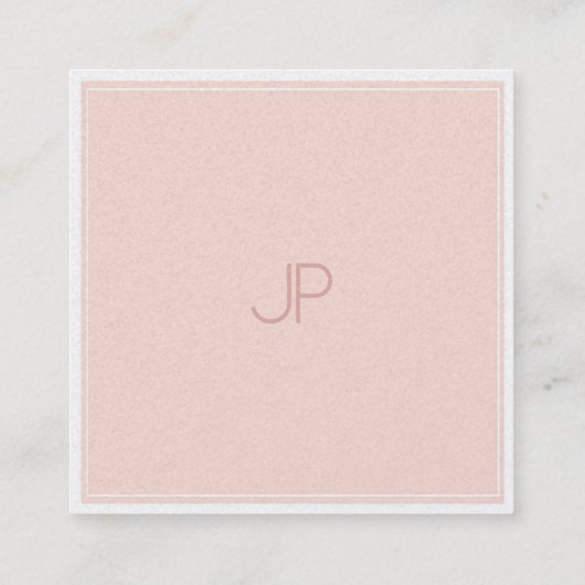 Minimalistisch grafisch monogram Trendy Blush Pink Vierkante Visitekaartje (Achterkant)