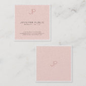 Minimalistisch grafisch monogram Trendy Blush Pink Vierkante Visitekaartje (Voorkant / Achterkant)