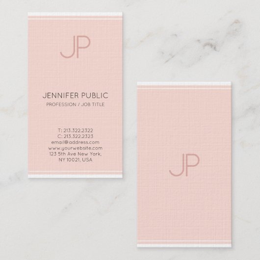 Minimalistisch grafisch monogram Trendy Blush Pink Visitekaartje (Voorkant / Achterkant)