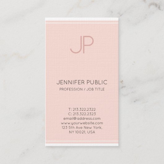 Minimalistisch grafisch monogram Trendy Blush Pink Visitekaartje (Voorkant)
