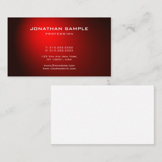 Minimalistisch grafisch ontwerp zwart, zwart, rood visitekaartje (Voorkant / Achterkant)