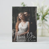 Minimalistisch grafisch script 2 Photo Wedding Bedankkaart (Staand voorkant)