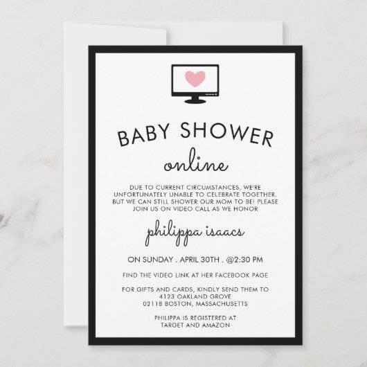 Minimalistisch grafisch virtueel Baby shower Kaart (Voorkant)