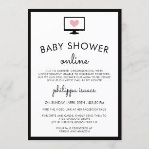 Minimalistisch grafisch virtueel Baby shower Kaart