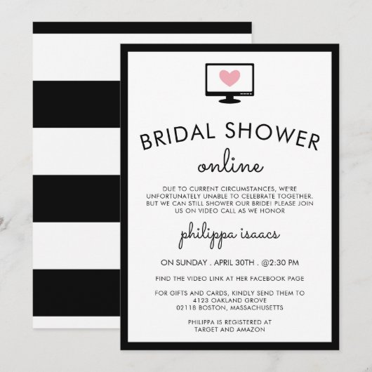 Minimalistisch grafisch virtueel Vrijgezellenfeest Kaart (Voorkant / Achterkant)