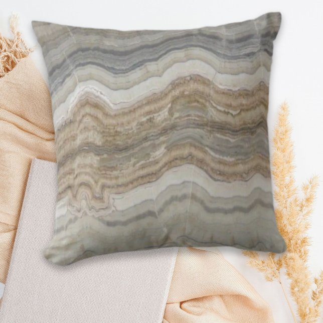 minimalistisch graniet bruine marmer uit scandinav kussen (minimalist scandinavian granite brown beige grey marble throw pillow)