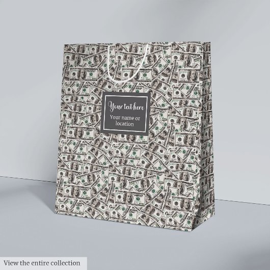 Minimalistisch grappig cadeau voor geldliefhebbers medium cadeauzakje