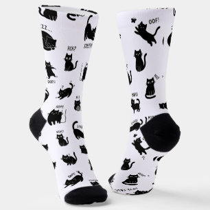 Minimalistisch grappig zwart kattenpatroon sokken