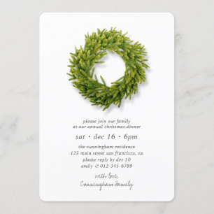 Minimalistisch Green Chic Wreate Kerstdiner Kaart