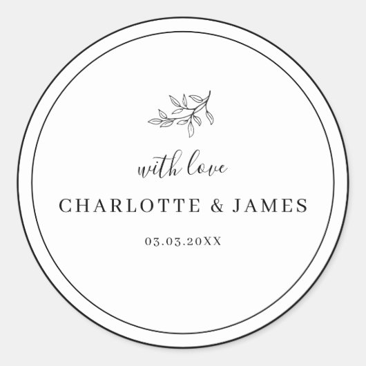 Minimalistisch grensafvulblad Dank u Ronde Sticker (Voorkant)