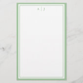 Minimalistisch grensmonogram voor Sage Green Two Briefpapier (Voorkant)