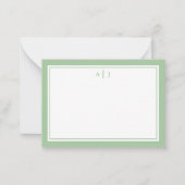 Minimalistisch grensmonogram voor Sage Green Two Notitiekaartje (Voorkant)