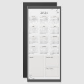 Minimalistisch grijs 2024 magneetkalender (Voorkant / Achterkant)