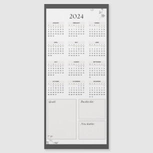 Minimalistisch grijs 2024 magneetkalender