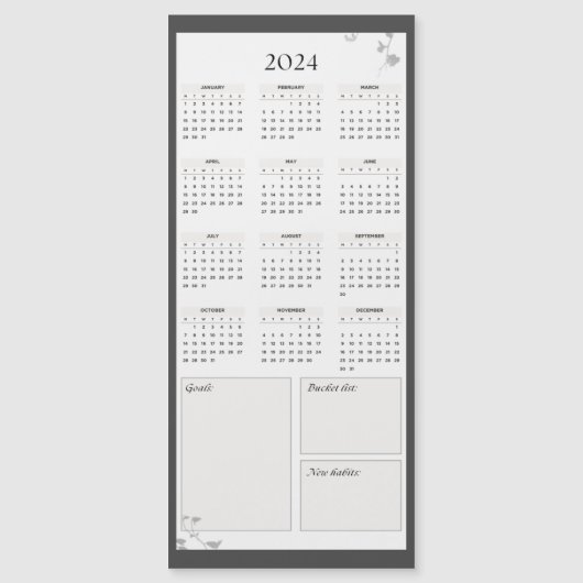 Minimalistisch grijs 2024 magneetkalender (Voorkant)