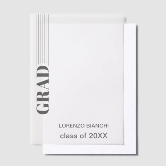 minimalistisch grijs Afstuderen Vellum Uitnodigingen (Offset)