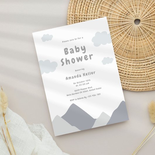 Minimalistisch grijs Baby shower Kaart