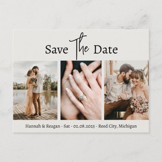 Minimalistisch grijs Bewaar de datum Briefkaart (Voorkant)