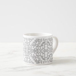 Minimalistisch grijs bloempatroon espresso kop