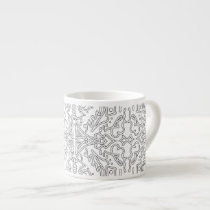 Minimalistisch grijs bloempatroon espresso kop