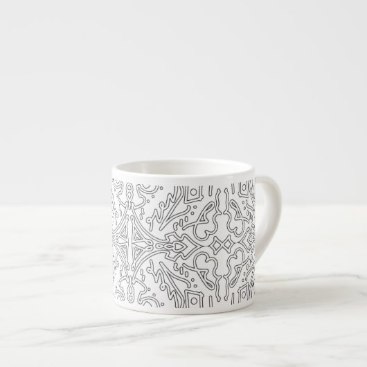Minimalistisch grijs bloempatroon espresso kop (Voorkant rechts)