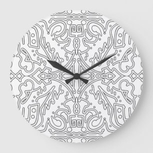 Minimalistisch grijs bloempatroon grote klok