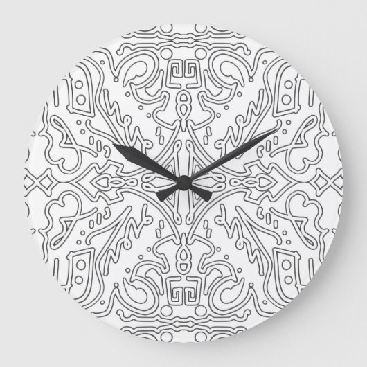 Minimalistisch grijs bloempatroon grote klok (Voorkant)